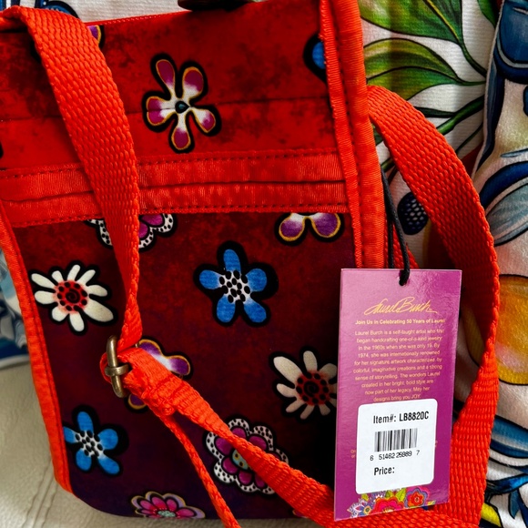 Laurel Burch Feline Friends crossbody zip top purse. Blooming Cat. - Picture 3 of 6